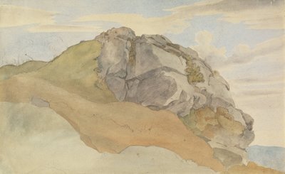Rocky Outcropping (recto), Rocky Forest with Strollers (verso) by Ernst Ferdinand Oehme